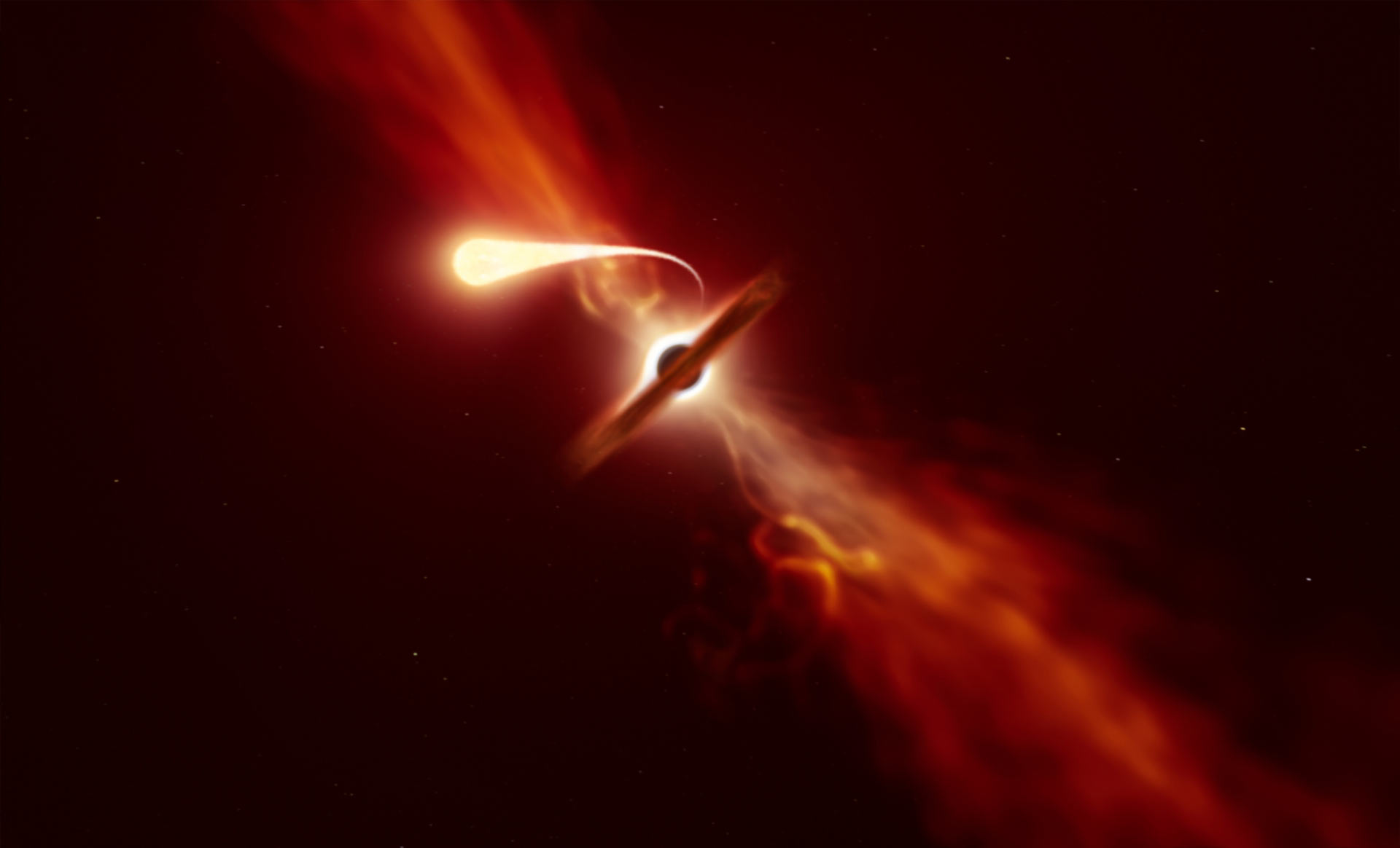 Artist’s impression of a star being torn apart by a supermassive black hole. image credit: M. Kornmesser / ESO